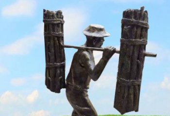 广西精美老人铜雕，传承古代挑柴精神