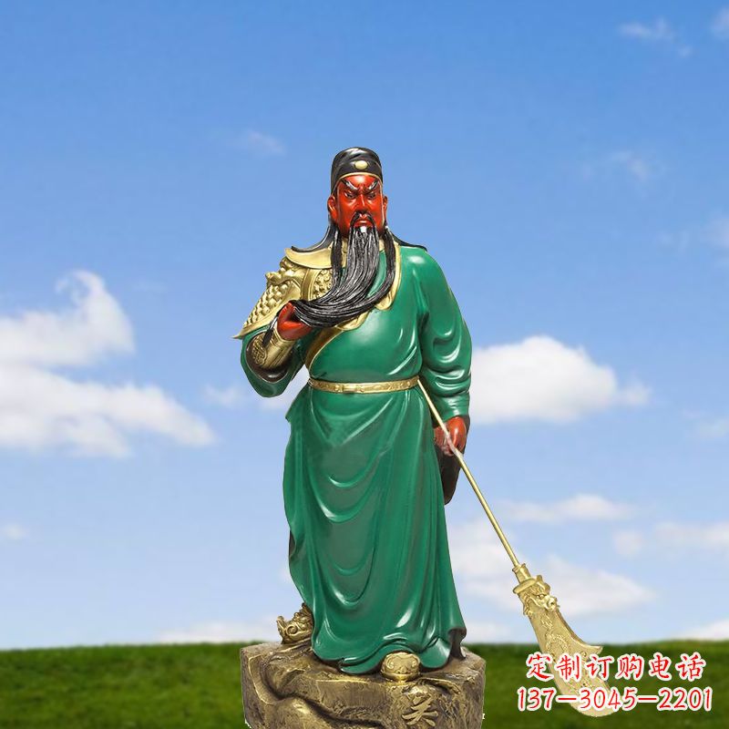 广西精美彩绘关公雕塑