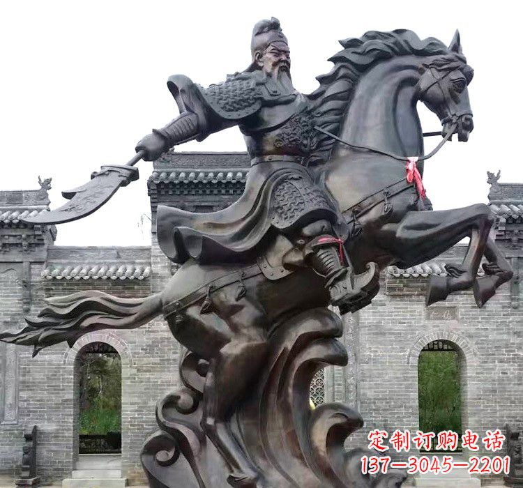 广西精致细腻的关公骑马雕塑