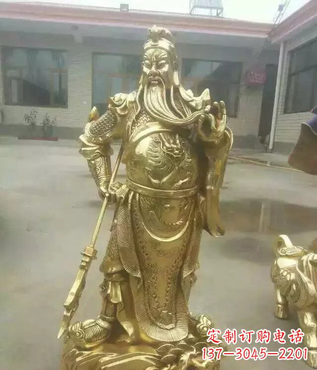 广西关公提刀武财神铜雕 (3)