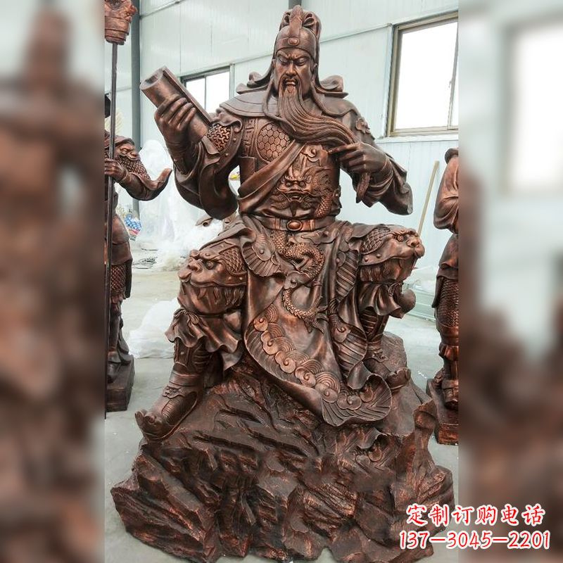 广西关羽夜读春秋读书铜雕