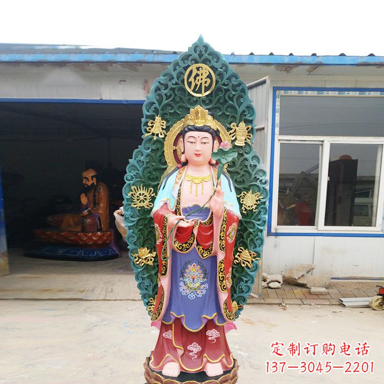 广西艺术精致观音玻璃钢彩绘雕塑