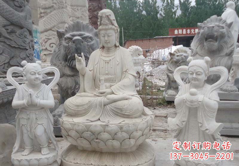 广西观音菩萨善财童子和龙女雕塑