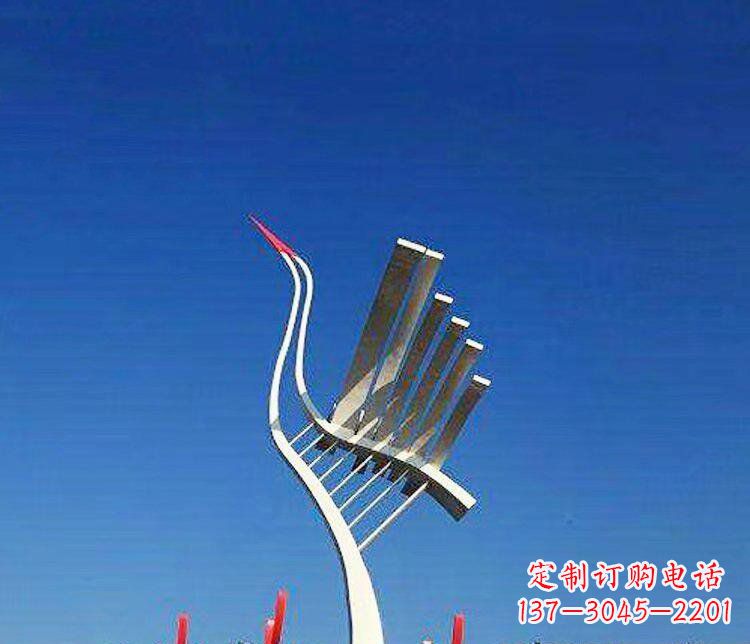 广西广场不锈钢抽象丹顶鹤景观雕塑