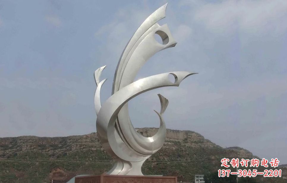 广西广场不锈钢抽象凤凰雕塑 (5)