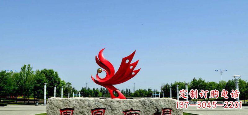 广西广场不锈钢抽象凤凰雕塑 (3)