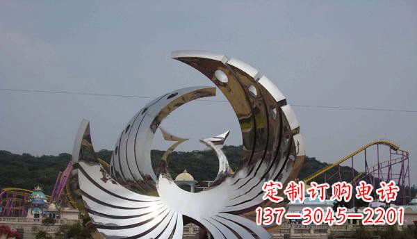 广西广场不锈钢抽象凤凰雕塑 (2)