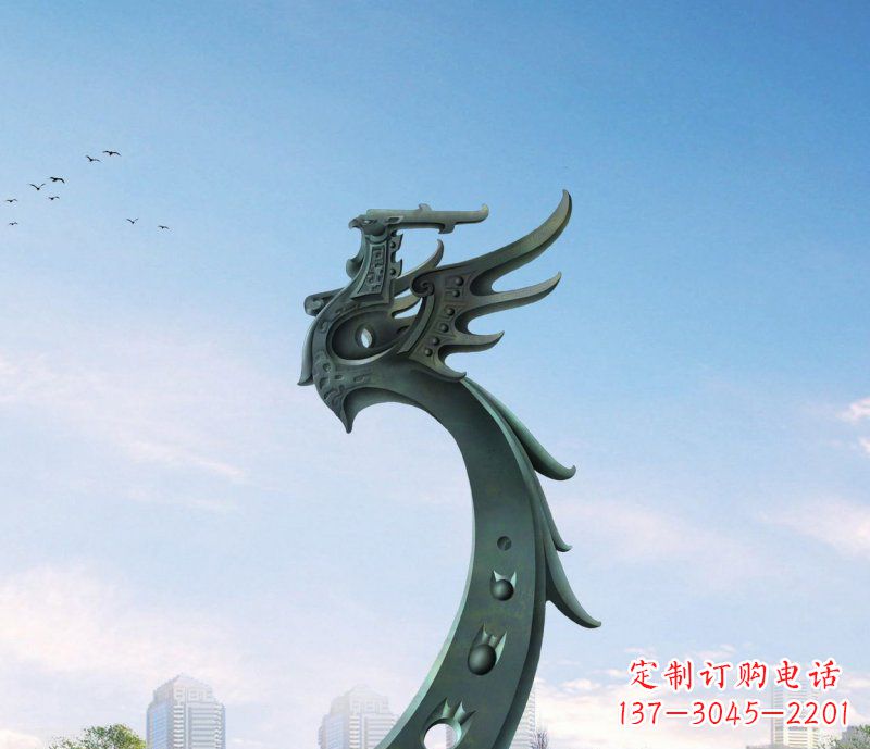 广西广场不锈钢抽象凤凰雕塑 (6)