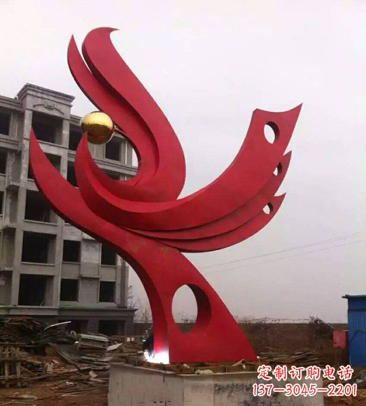 广西广场不锈钢抽象凤凰雕塑_1