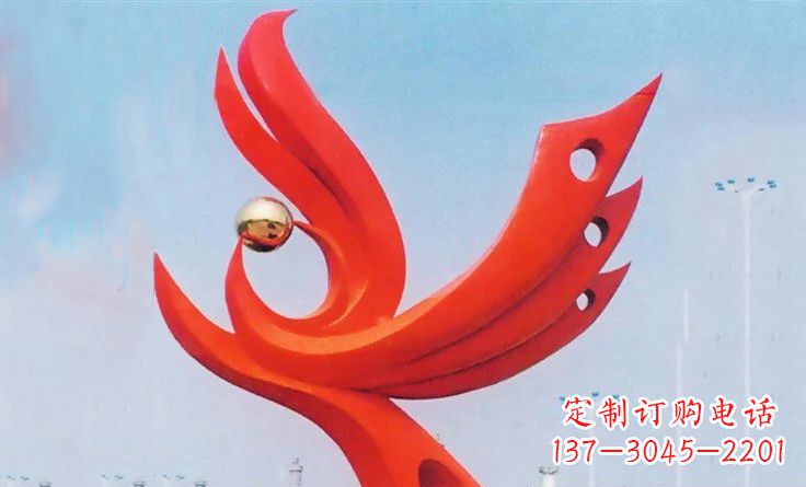 广西广场不锈钢抽象凤凰雕塑_2