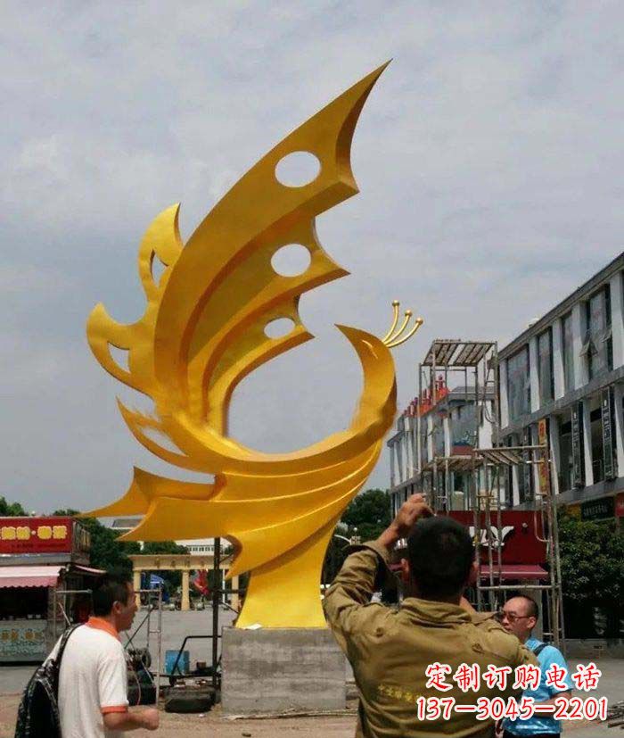 广西广场不锈钢抽象凤凰雕塑1