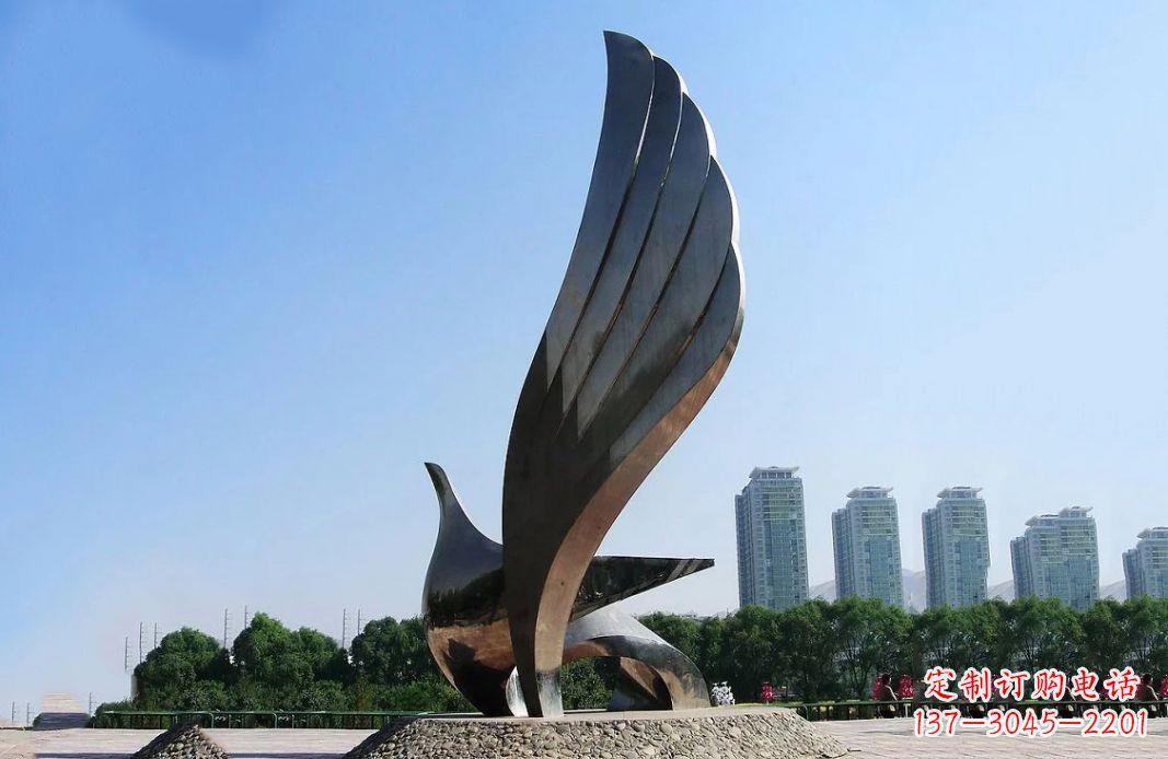 广西中领雕塑:不锈钢抽象鸽子雕塑