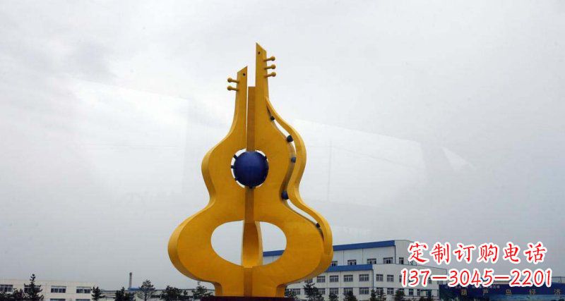 广西中领雕塑:葫芦琵琶不锈钢雕塑