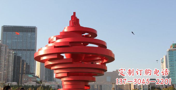 广西广场不锈钢抽象火炬雕塑