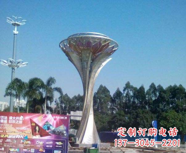 广西广场不锈钢抽象莲花雕塑