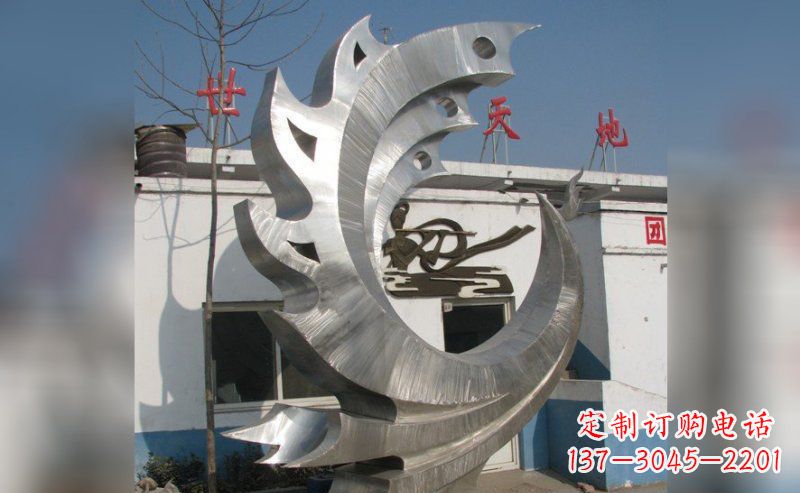 广西广场不锈钢抽象鸟凤凰雕塑