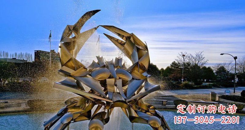 广西广场不锈钢抽象螃蟹喷泉景观雕塑