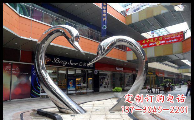 广西中领雕塑:精美的不锈钢抽象天鹅雕塑