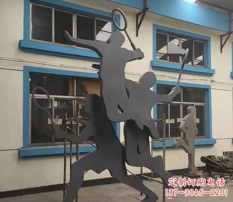 广西不锈钢羽毛球运动雕塑