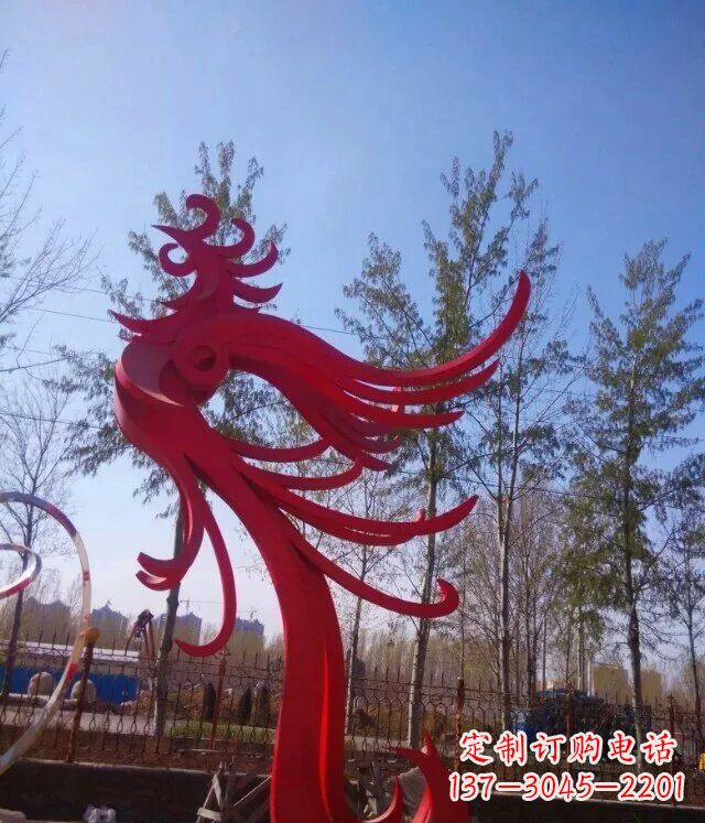 广西广场不锈钢大型抽象凤凰雕塑