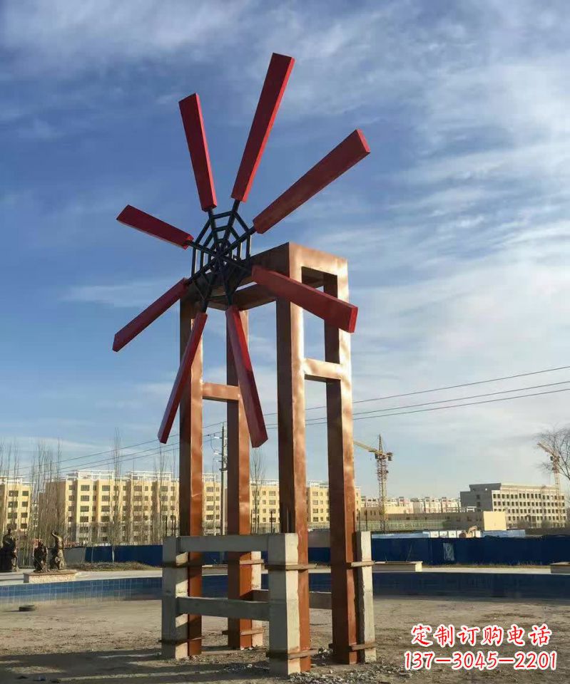 广西广场不锈钢大型风车雕塑