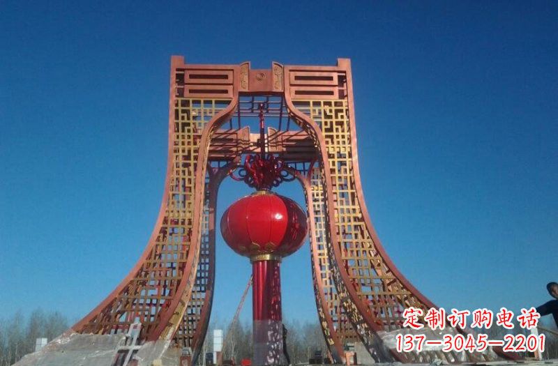 广西中领雕塑推出不锈钢大型灯笼雕塑