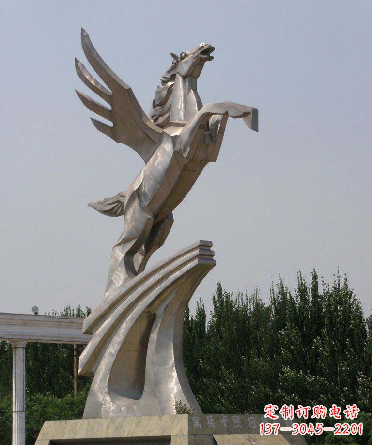 广西广场不锈钢飞马景观雕塑