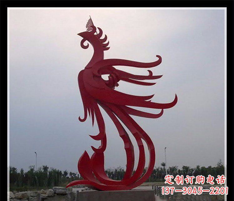 广西广场不锈钢飞翔的凤凰雕塑 (2)