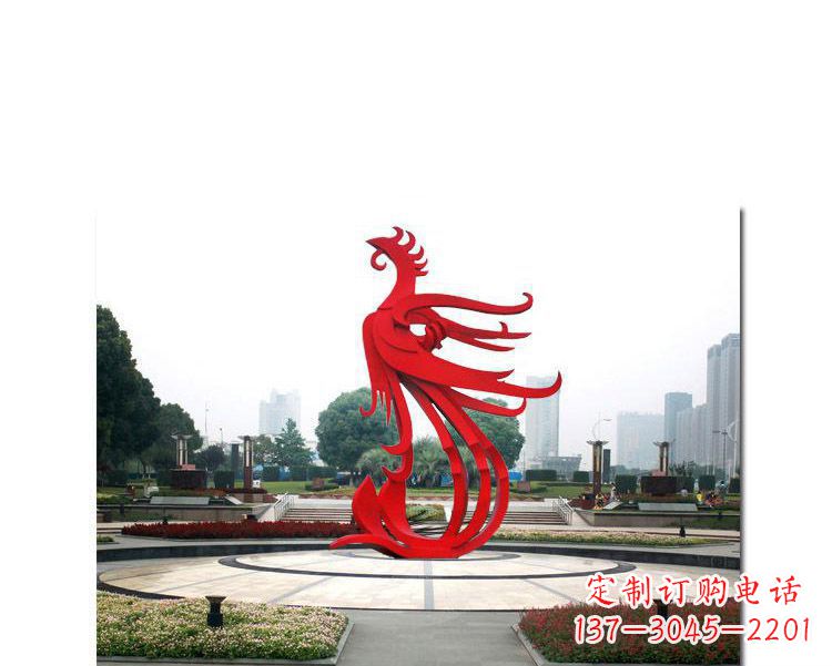 广西古韵雕塑:不锈钢飞翔凤凰雕塑