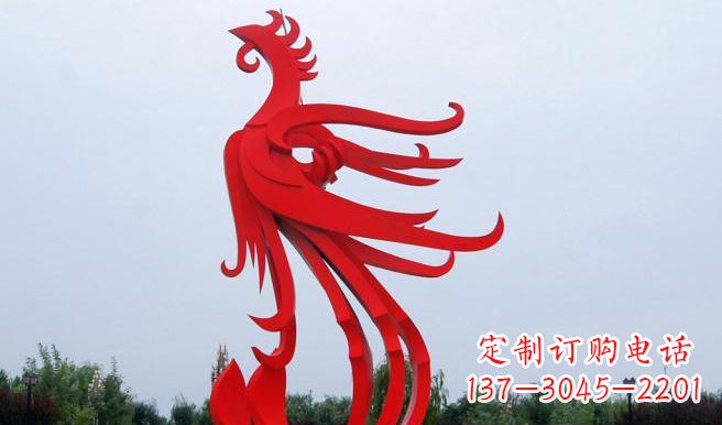 广西中领雕塑制作的精美不锈钢凤凰雕塑