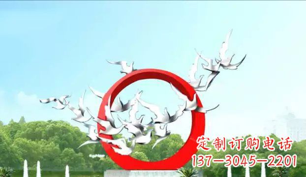 广西广场不锈钢鸽子雕塑