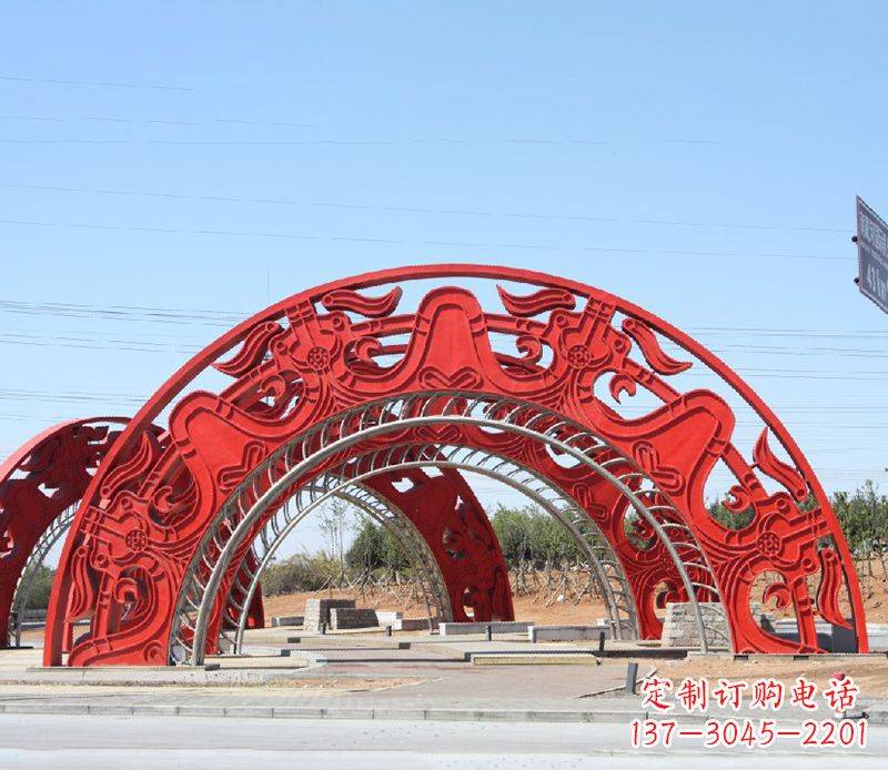 广西广场不锈钢拱门雕塑
