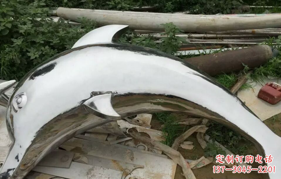 广西广场不锈钢海豚雕塑 (2)