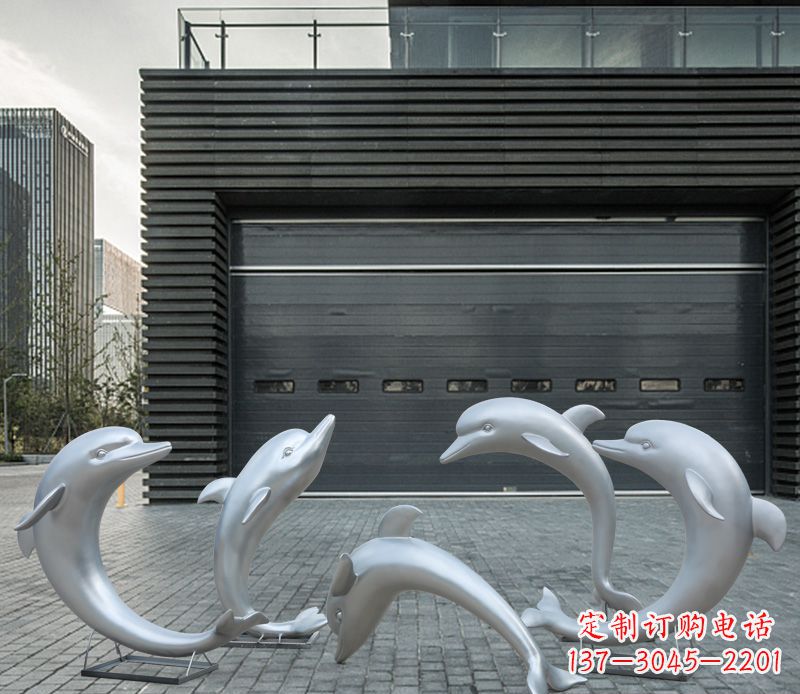 广西广场不锈钢海豚景观雕塑
