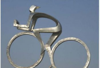 广西室外装饰不锈钢抽象骑自行车人物雕塑
