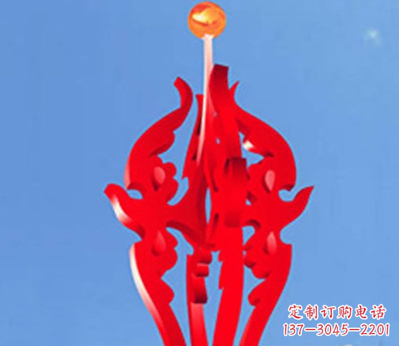 广西中领雕塑出品:不锈钢火苗抽象雕塑
