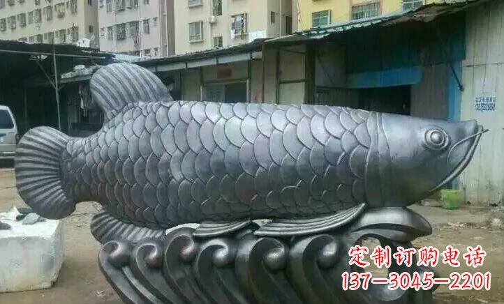 广西精雕细琢的不锈钢金龙鱼雕塑