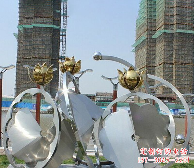 广西精美不锈钢抽象莲花雕塑