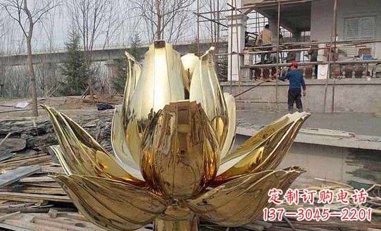 广西超大型不锈钢莲花雕塑,惊艳定制空间