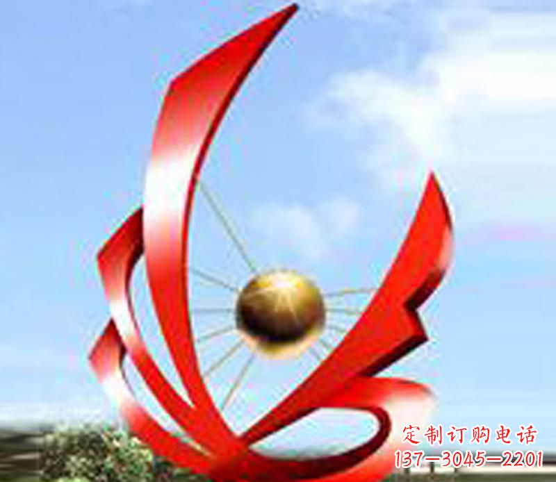 广西让风带来梦想——中领雕塑飘带球网景观雕塑