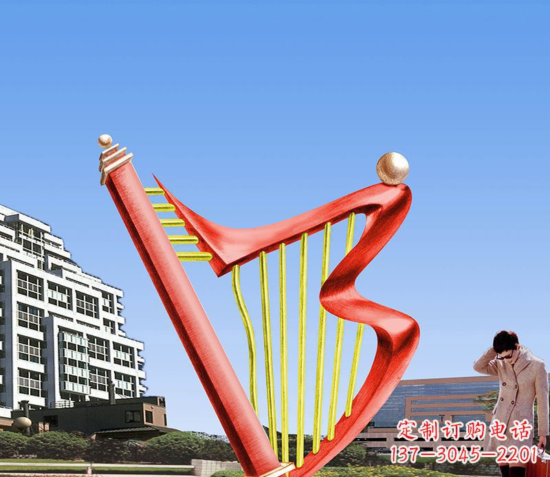 广西精美不锈钢竖琴雕塑