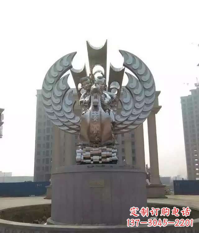 广西广场不锈钢童趣凤凰雕塑