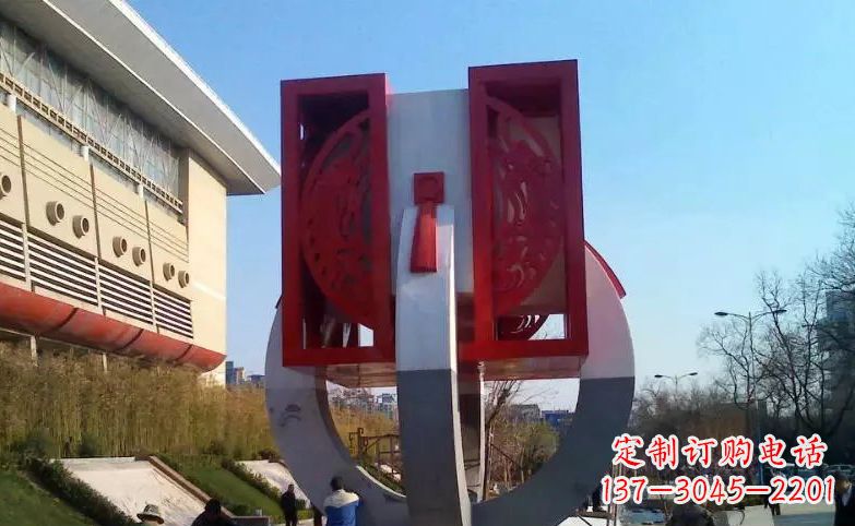 广西广场不锈钢圆环雕塑 (2)