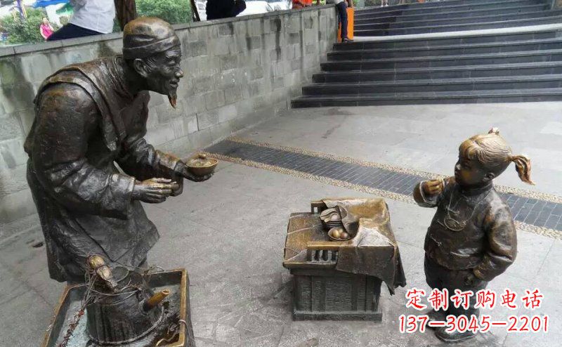 广西小女孩铜雕,古朴优雅