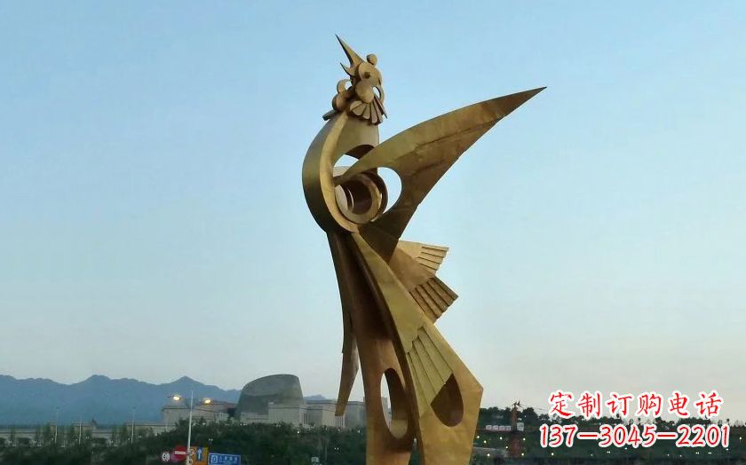 广西广场抽象不锈钢凤凰雕塑