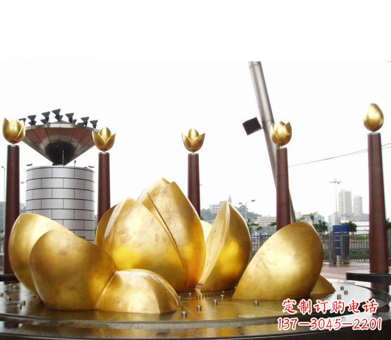 广西全新设计!中领雕塑莲花抽象广场雕塑