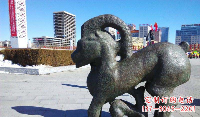 广西广场抽象母子羊动物铜雕