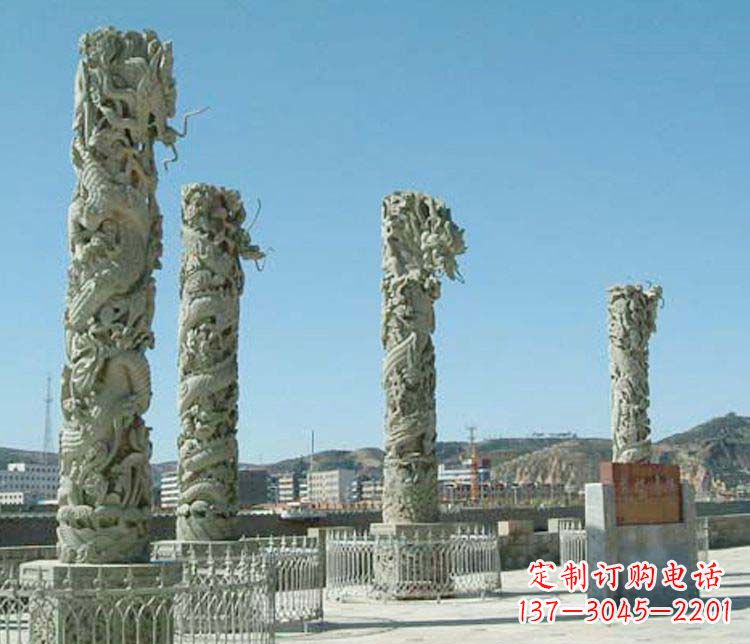 广西中领雕塑的大理石盘龙柱景观石雕