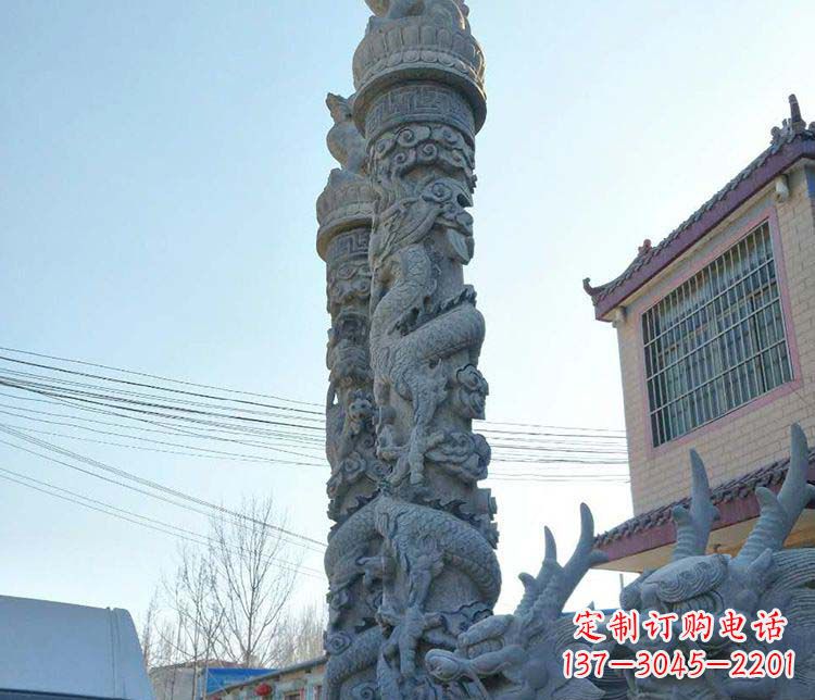 广西精美广场大理石龙柱雕塑
