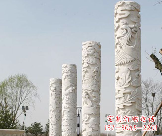 广西广场凤凰浮雕龙柱景观石雕